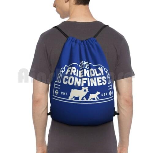 The Friendly Confines-Backpack Drawstring Bag Riding Climbing Gym Bag Friendly Confines Chi Usa Wrigley Wrigley Field