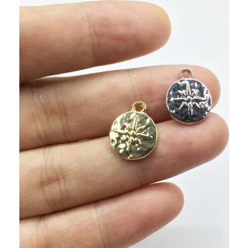 Eruifa 20pcs 12mm Popular Hexagram Star gold/Silver plated Zinc alloy Charms Pendant Jewelry DIY Necklace 2 colors