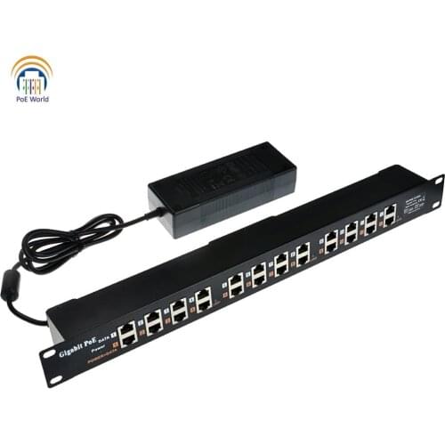 Rack Mount gigabit POE 12 Port Power over Ethernet Injector for Mikrotik Ubiquiti with 48v 120w supply