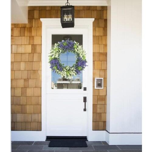 Artificial Lavender Flower Wreath Door Wreath Round Wall Window Decoration for Indoors and Outdoors 42cm/16.54"
