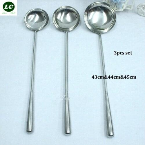 KITCHEN USTENSIL 3PCS SCOOPS COOKING TOOLS SPOON HEAVY AND THICK SOLID LONG HAND