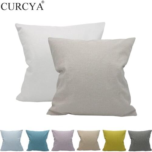 CURCYA Solid Plain Cushion Covers 100% Polyester Heat Transfer Printing Pillow Covers Chair Waist Sofa Throw Pillow Case