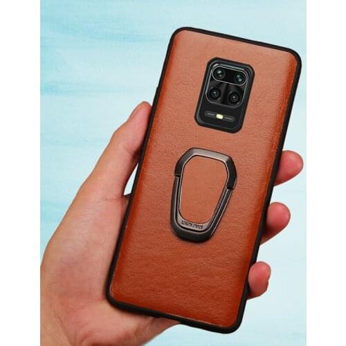 LANGSIDI Magnetic ring Bracket Phone Case For Redmi note 9S K20 K30 NOTE 8 8t 7pro 4X genuine leather kickstand man capa coque