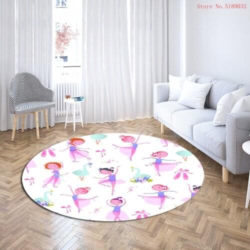 Cute Girl Ballerina Dancer Gymnastic Doormat Floor Mat Round Carpet Rug Home Carpet Hotel Living Room Floor Mats Anti Slip