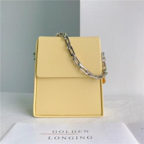 Fashion Simple Leather Chain Box Bag Women Sweet Fresh Candy Color Messenger Shoulder Small Square Bag Clothes Style Accessories