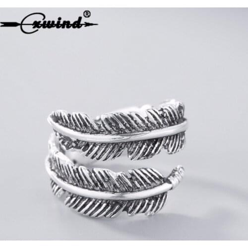 Fashion Retro Tree Leaf Open Rings Feather Ring for Women Punk Style Girl Midi Finger Party Gift anillos mujer Jewelry