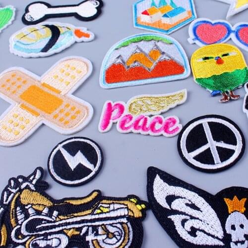 Pulaqi Cartoon Embroidered Patches For Clothing Iron On Patches On Clothes Stripes DIY Outdoor Hiking Patch Ironing Badge Jacket