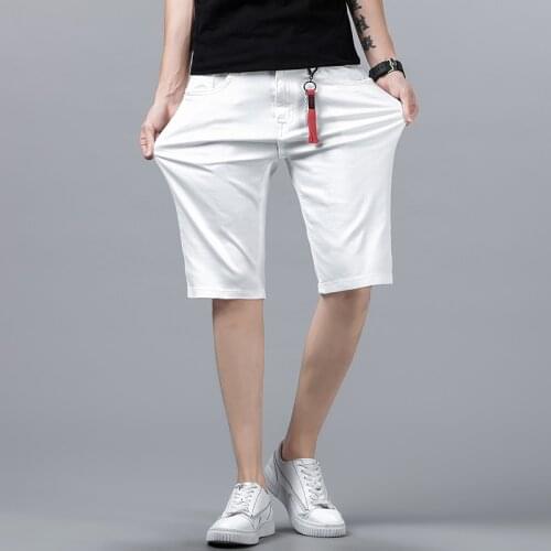 2021, summer new Mens casual fashion stretch denim shorts High-quality slim-fit stretch short jeans Brand mens clothing