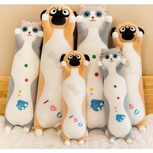 65-100cm Cartoon Cat Dog Animals Plush Toy Squishy Sleeping Partner Stuffed Doll Soft Long Pillow Christmas Gift