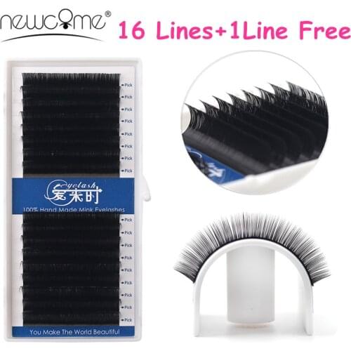 NEWCOME 16 Lines 0.03mm to 0.25mm Thick Faux Mink Eyelash Curl BCD Fake Eyelash Extensions Silk Eye Lashes Maquiagem Cilias