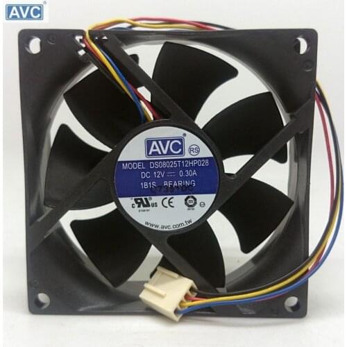 Original DS08025T12HP028 For AVC 8025 0.3A 12V cooling fan 4 wire PWM cpu fan