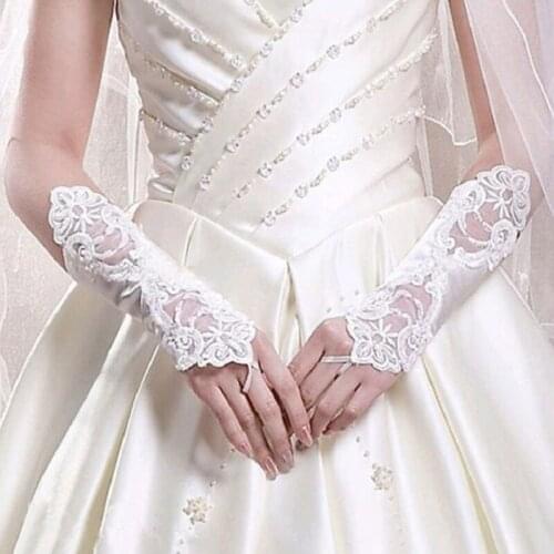 Wedding Gloves Women White Fingerless Bridal Gloves Long Lace mariage femme Party Bridal Wedding Gloves Wedding accessories