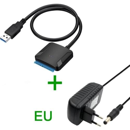 Convertidor de Cable adaptador SATA USB3.0 22 pines USB 3,0 a Cable SATA con adaptador EU US UK para 2,5 pulgadas disco Duro HDD