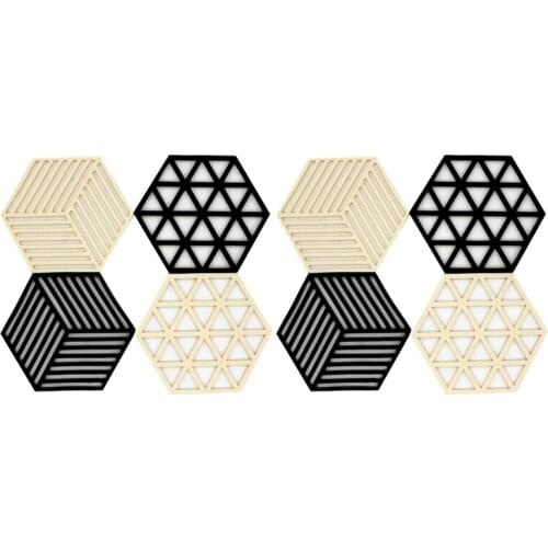 8 Pcs Coasters,Coffee Coasters,Mat,Kettle Holder,Drink Coasters,Office Coasters,Dining Table Insulation Pad(Black+White)