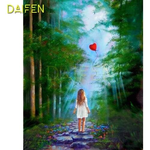 Full Round Diamond embroidery Girl balloon Full Square Diamond mosaic Girl balloon forest DIY Diamond painting Cross stitch girl