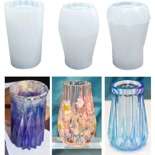 Silicone Mold Epoxy Resin Casting Making Small Tall Flower Vase Brush Pot