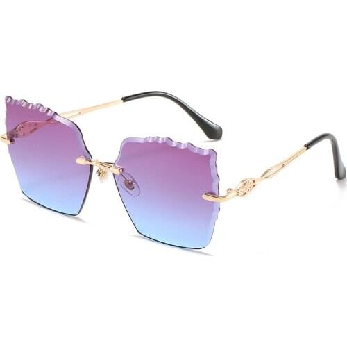 Classic Rimless Square Sunglasses Women 2021 New High Quality Metal Frames Gradient Sun Glasses For Men Black Shades UV400