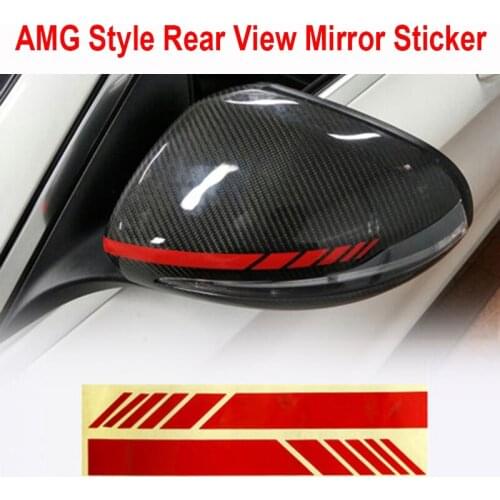AMG Styling Color Stripe Rear View Mirror Sticker Reflective for Mercedes Benz A B C E GLA CLA GLK Class W203 W204 W211 W212 W12