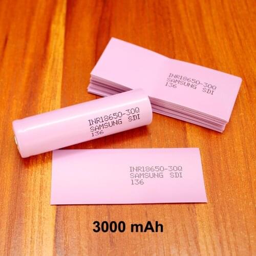 100pcs/lotLithium battery PVC plastic heat shrinkable film 18650 battery packaging special shrink sleeve 3000MAH