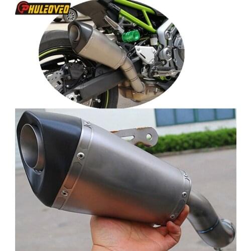 Titanium Alloy Z900 Motorcycle Exhaust Muffler Link Pipe Exhaust Pipe Escape Carbon End Tip for Z900 Muffler Baffl Escape Moto