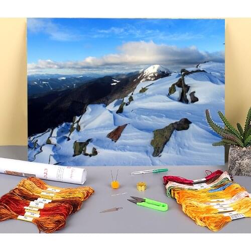 Landscape At The Top Printed Fabric 11CT Cross Stitch DIY Embroidery Complete Kit DMC Threads Handiwork Sewing Craft Mulina