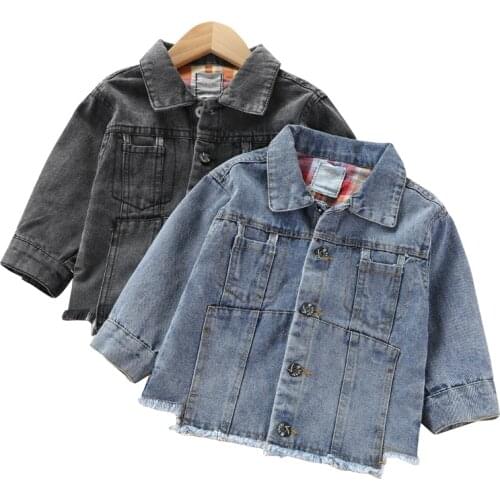Spring Outwear for Boys and Girls Denim Jacket Coat Childrens Clothing Cotton Kids Clothes Jean Coat Baby Clothes Irregularity