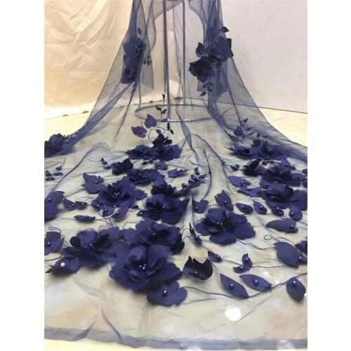 High Quality YG-596 Embroidery Textile Lace Fabric 3d flower African French Lace Fabric for party dress