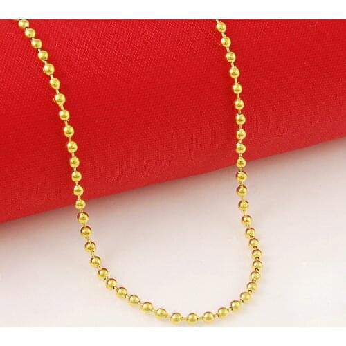 High Quality 24K Gold-color Beads Chain Necklaces Jewelry