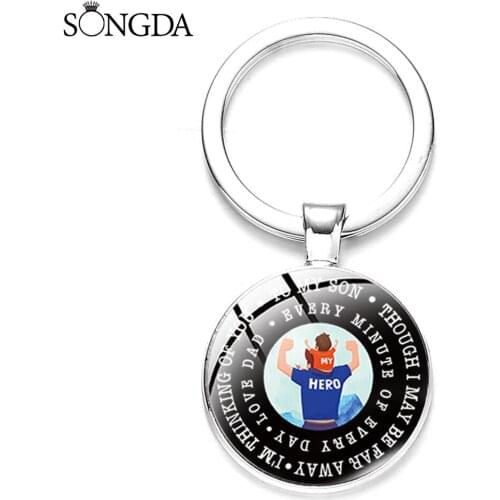 I love Dad Every Minute Every Day Pattern Keychain Art Photo Dome Glass Car Key Chain Metal Holder Ring For Dad Jewelry Gifts