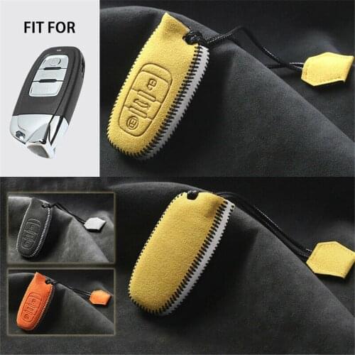 For Lamborghini Huracan Aventador Suede Leather Car Remote Smart Key Shell Case Cover Fob Protector with Keychain Accessories