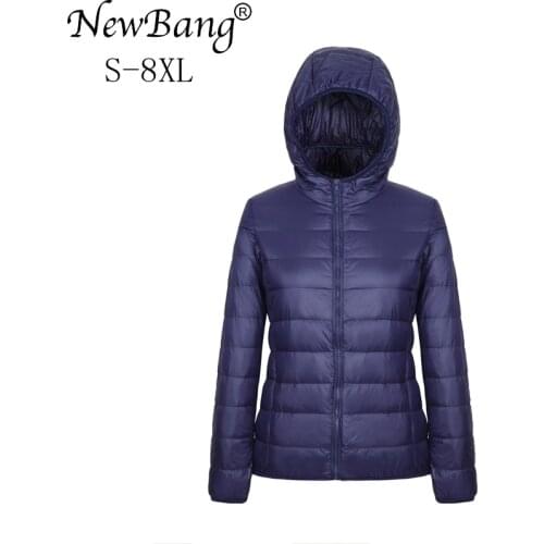 NewBang Brand Plus 8XL 7XL Womens Overcoat Female Ultra Light Duck Down Jacket Autumn Winter Hooded Large Size Down Coat