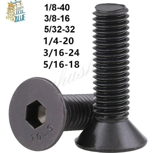 10pcs Grade 10.9 British Standard Hexagonal Countersunk Screw Flat Head Screw Bolt 1/4 1/8 3/16 3/8 5/16 5/32