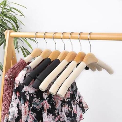 10 Pcs/Lot Wooden Clothes Hanger Non Slip Shoulder Guards Hangers with Foam Padded for Pants Coat Household Garment Shop Use