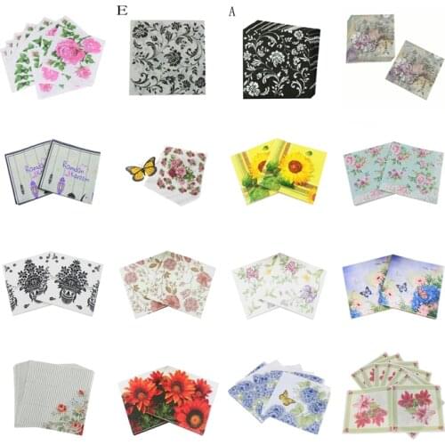20pcs Printed Feature Rose Paper Napkins For Event & Party Decoration Tissue Decoupage Servilleta Summer Party Supplies