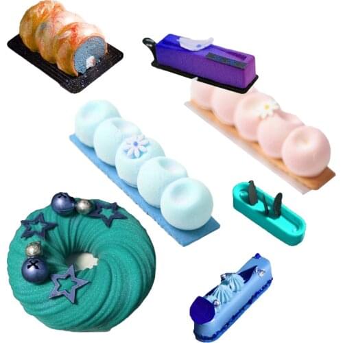 Meibum 29 Types Dessert Cake Decorating Tools Long Strip Mousse Baking Mould Non-Stick Silicone Mold Reusable Kitchen Bakeware