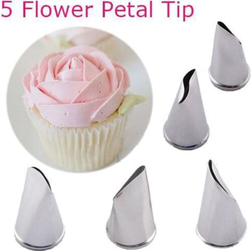 5pcs/Set Stainless Steel Rose Petal Nozzles DIY Cake Cream Decorating Tools Cupcake Pastry Pastry Tool Kitchen Gadgets