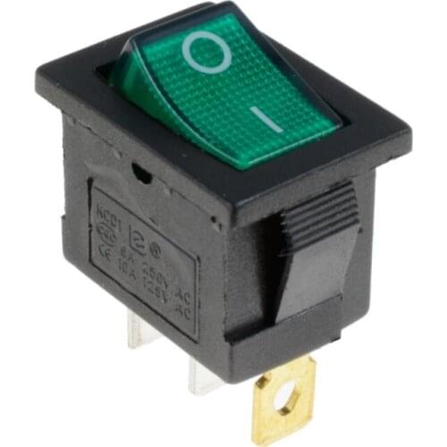 5pcs green illuminated LED Rectangle Rocker Switch Car Dash Automotive 3pin 6A 250V/10A 125V