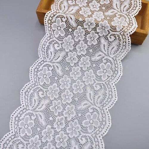 5Yards/Lot Elastic White Lace Ribbon Elasticity African Lace Fabric Sewing Lace Embroidered Lace Trim Material DIY Wedding Dress