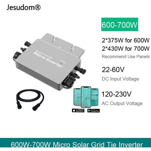 Wireless Series R3 Micro Inverter 600W700W WVC Solar Grid Tie Converter DC22-60V to 120V/230V Auto Switch With Wifi Monitor
