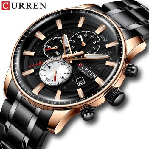 CURREN New Watches Men Luxury Brand Chronograph Men Sports Watches Waterproof Full Steel Quartz Mens Watch Relogio Masculino