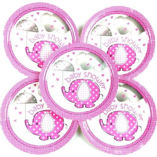 Baby Shower Decoration Elephant Theme Plates Kids Boys Favors Dishes Happy Birthday Events Party Tableware Supplies 10pcs/lot