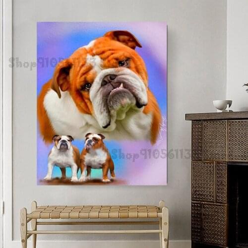DIY Full Square round Diamond painting English bulldog Diamond mosaic animal pattern Embroidery rhinestone decor pictures GG3835