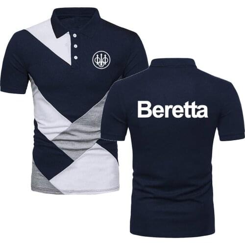 Mens TShirts Beretta Firearms Equipment Pistol Jungle Mountain Hunting M9 Top Tees Military Contrast Color Polo Shirts