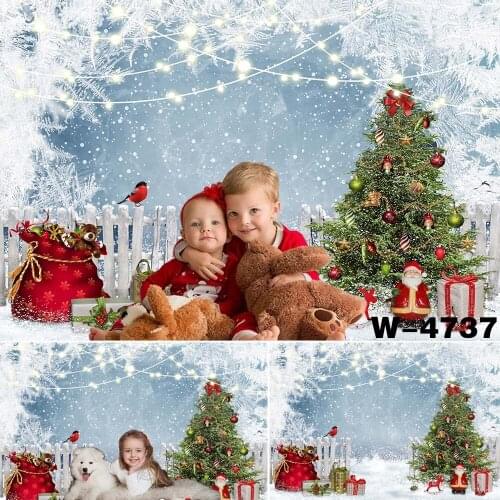 Merry Christmas Photography Backdrop Christmas Trees Scenery Background Children Kids Portraits Props Xmas Photoshoots Wallpaper