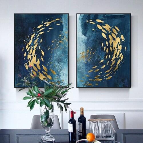 RELIABLI ART Abstract Fish In The Sea Picturs Canvas Atr Wall Paintings For Living Room Decoration Paintings Home Decor No frame