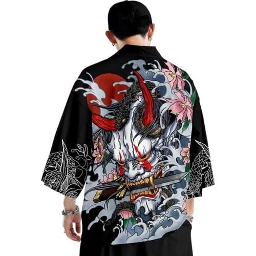 Kimono Man Japanese Cardigan Men Haori Male Yukata MenS Kimono Japan Samurai Harajuku Japanese Streetwear Clothing Jacket Obi