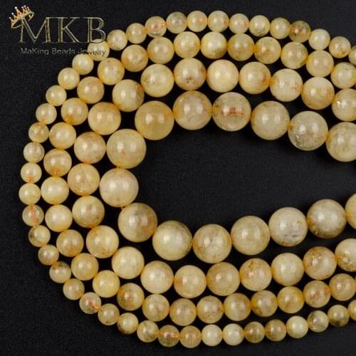 Natural High Quality Citrines Stone Round Beads For Jewelry Making 6mm8mm10mm12mm Spacer Loose Beads Diy Bracelet Jewellery 15"