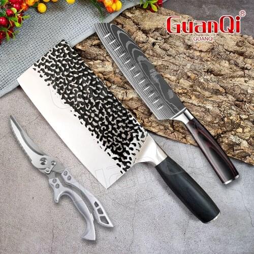Kitchen Knives Stainless Steel Bone Chopping Knife Meat Vegetables Slicing Cleaver Santoku Knife Sharp Blade Meat Cutting Tools