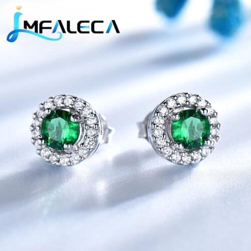 LMFALECA Fine Green Emerald Stud Earring for Delicate Women Wedding Topaz Birthstone 925 Silver Earrings with Stone Dropshipping