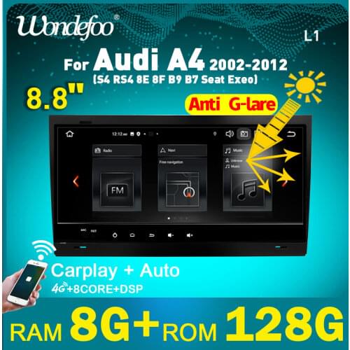 2 din android 10 car radio with screen PX6 For Audi A4 B6 B7 Seat Exeo S4 RS4 8E 2002-2012 auto audio intelligent system stereo